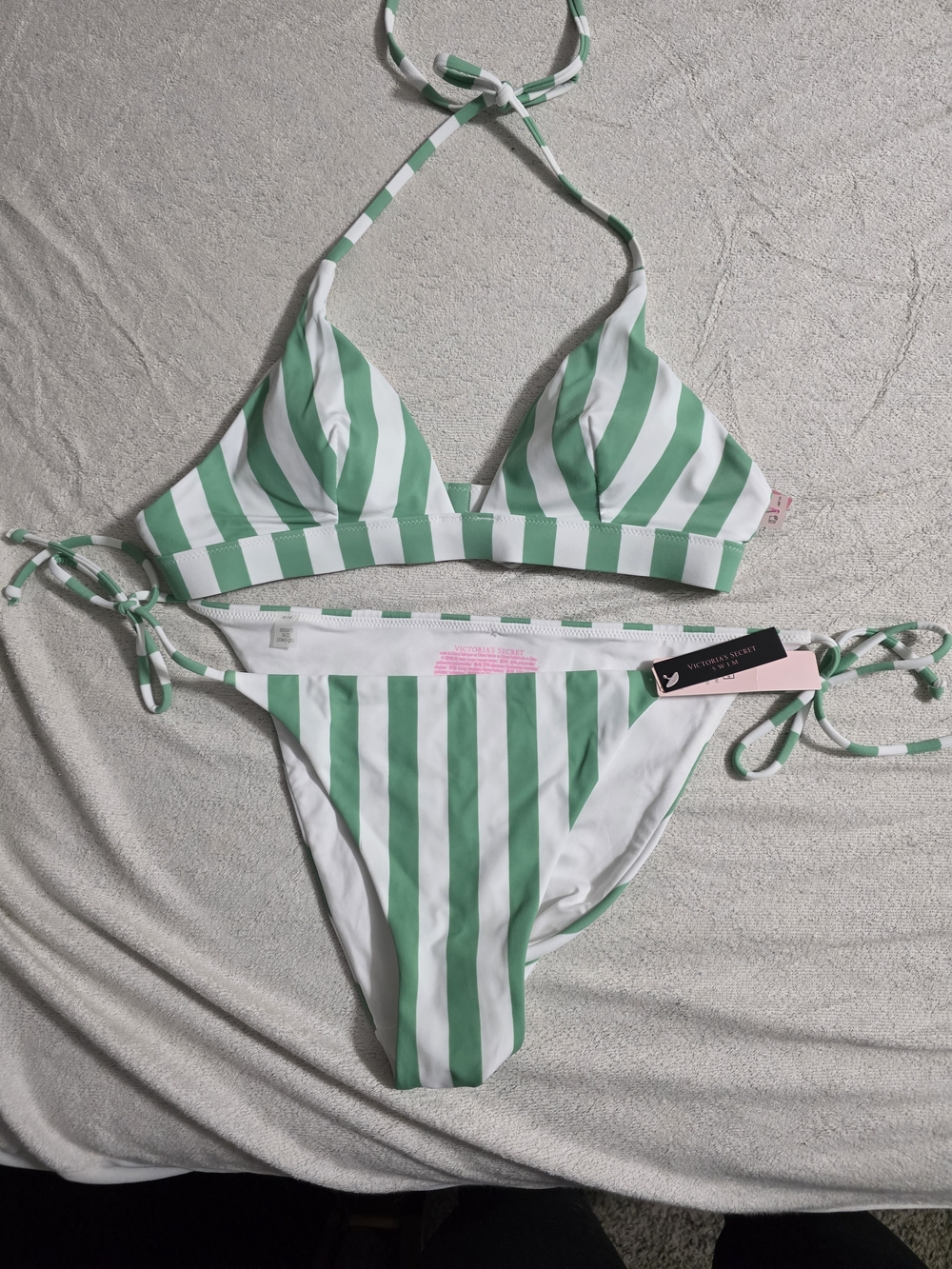 Victoria'a Secret Green & White Striped  Bikini Set